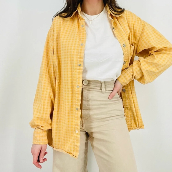 vtg honeycomb checkered oversized button down layering top size M - Picture 2 of 6